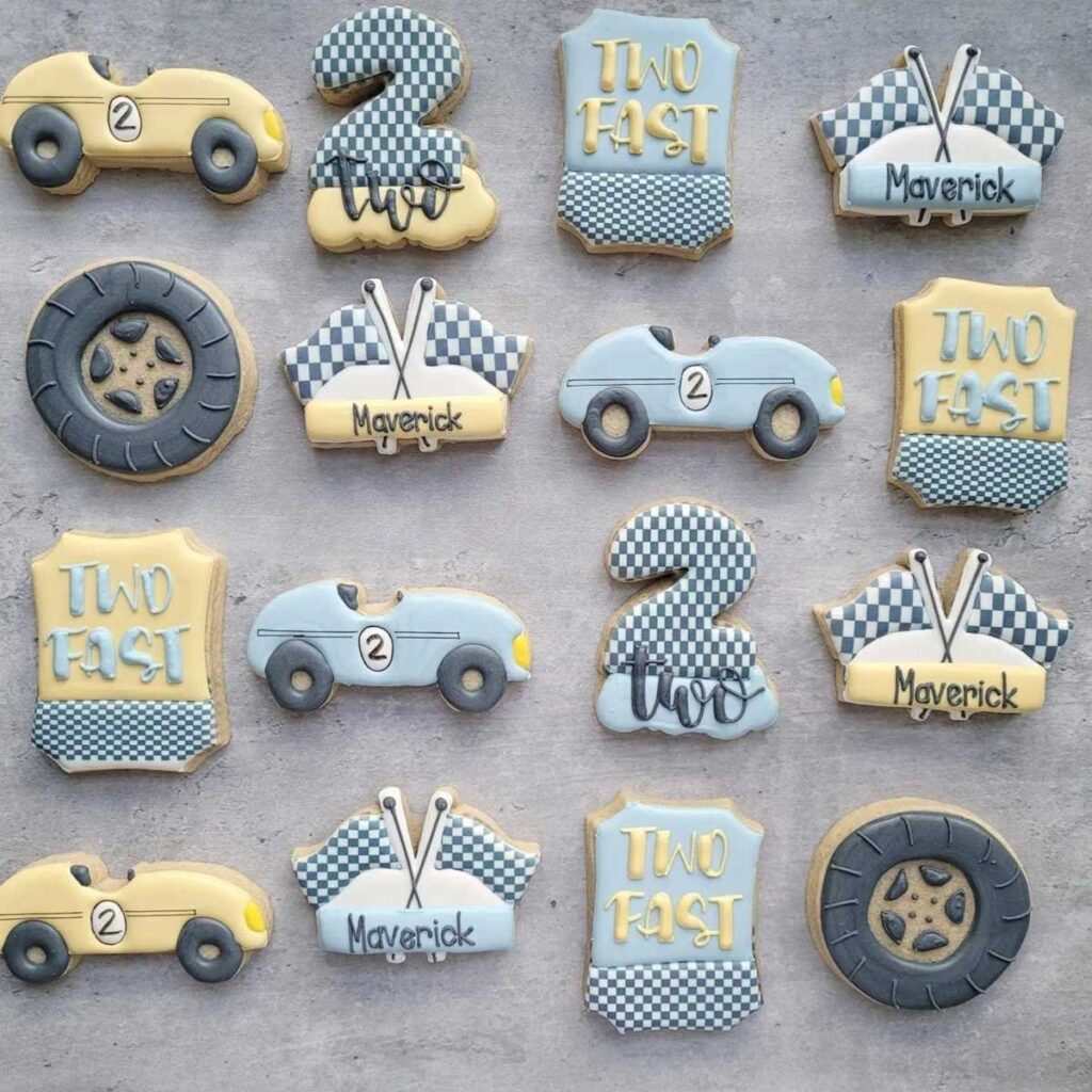 race car sugar cookies