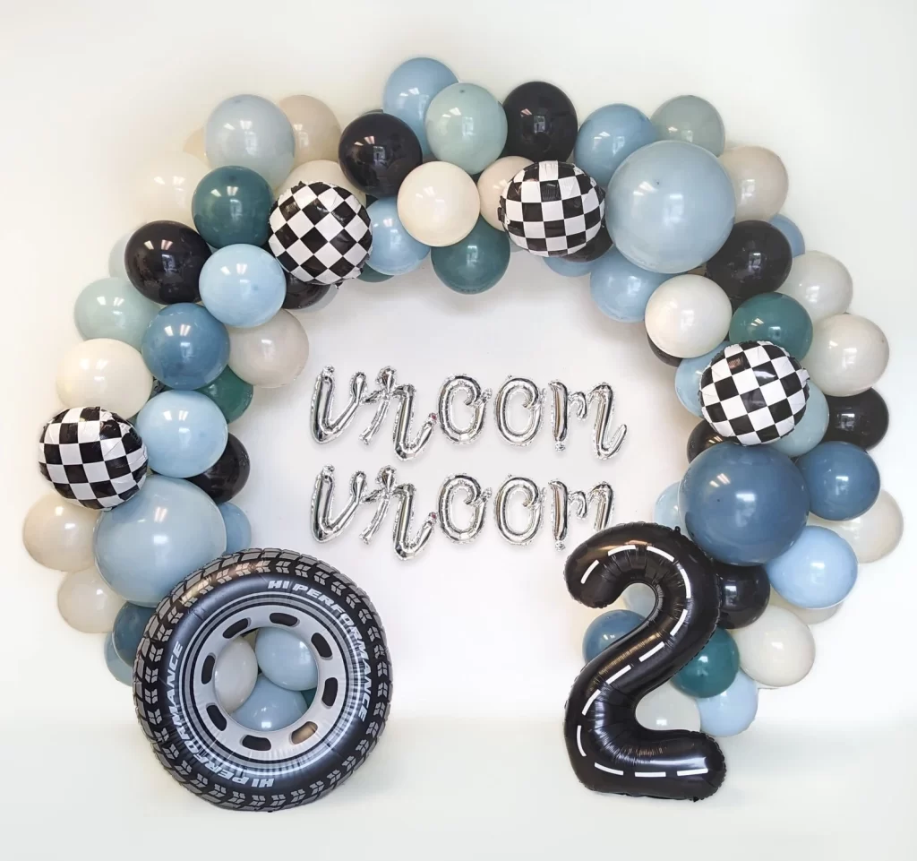 race car theme balloon garland