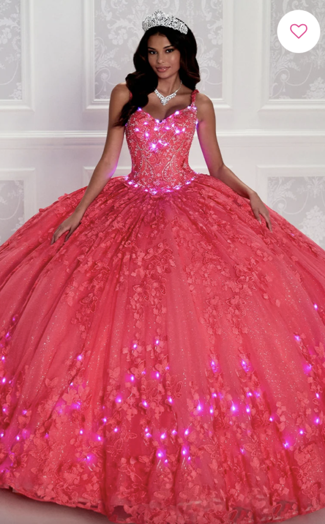 hot pink quinceanera dress with glow lights