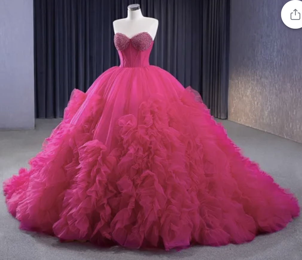 hot pink quinceanera with fluffy skirt