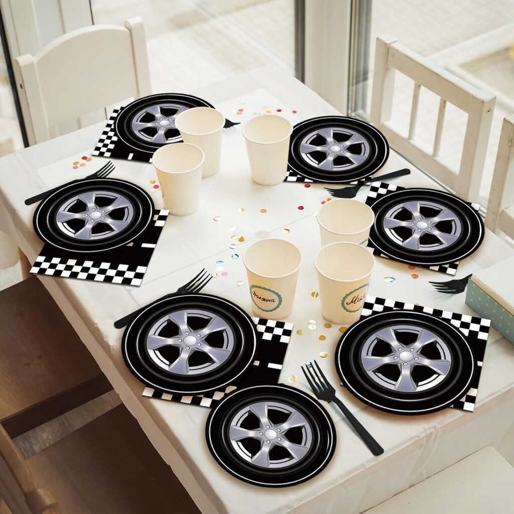 race car tires theme plates