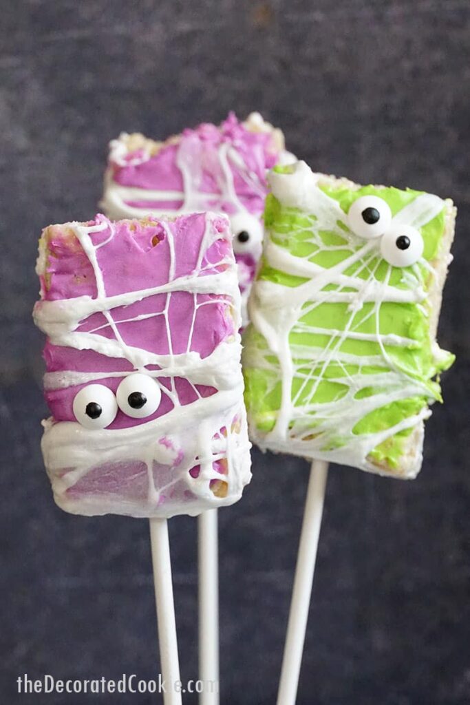 halloween purple and green krispy treats