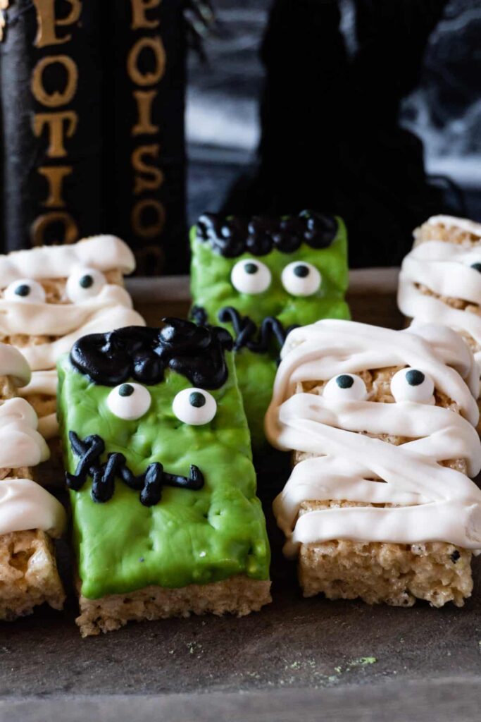 frankenstein and mummy Rice Krispy treats