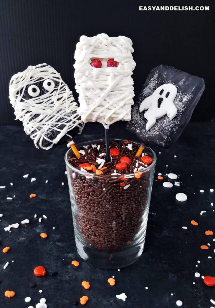 ghost and mummy Rice Krispy treats