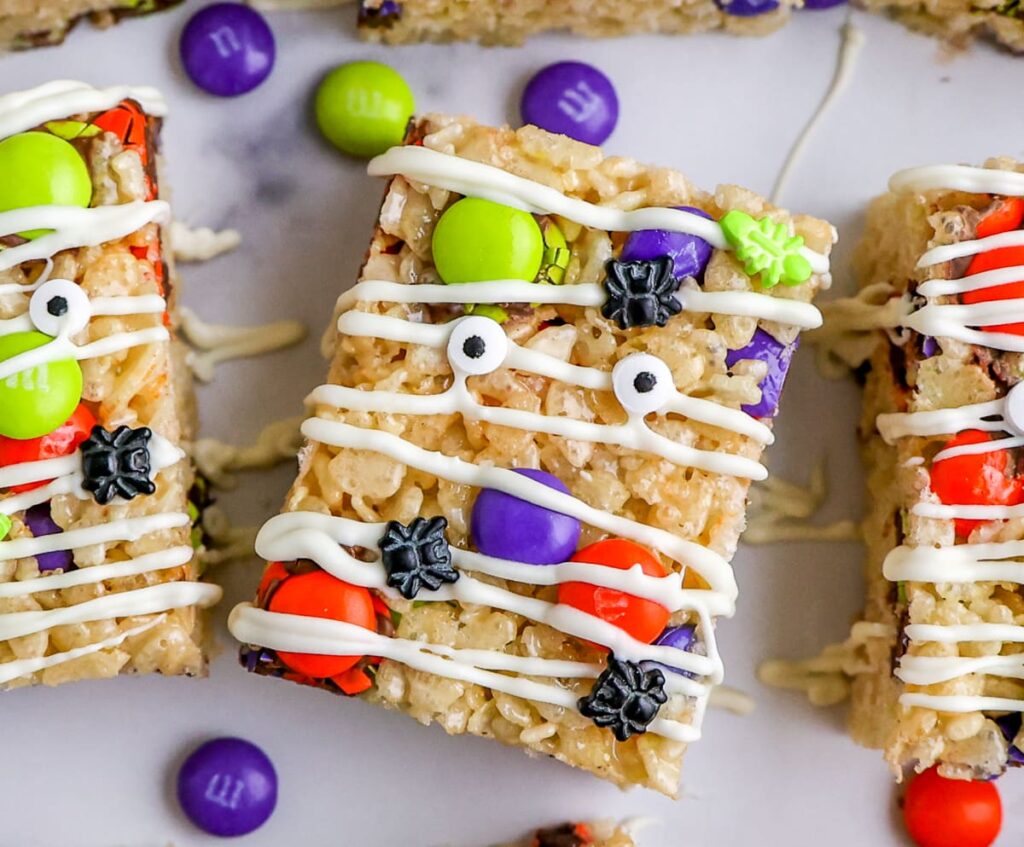 colorful mummy Rice Krispy treats