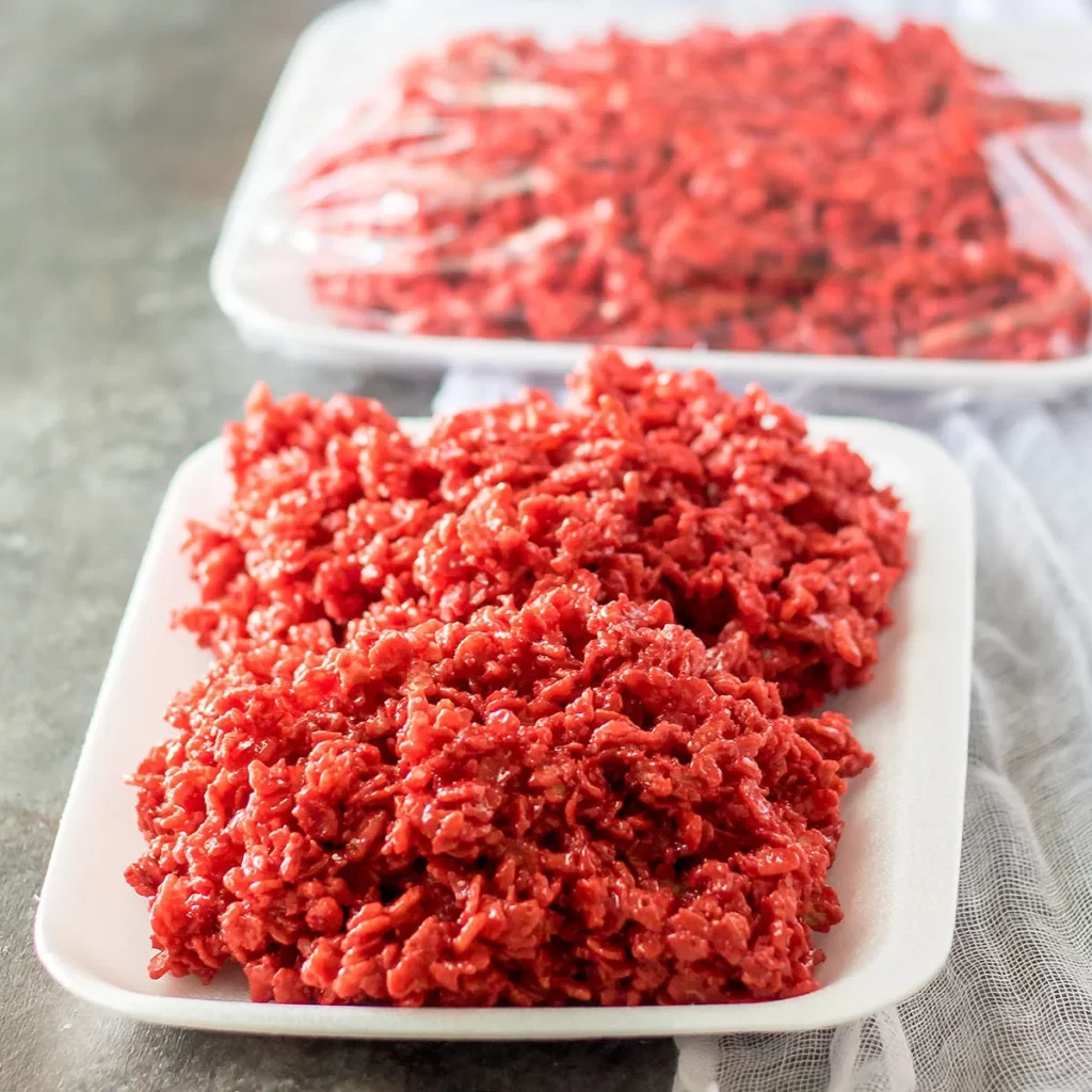 raw meat Rice Krispy treats