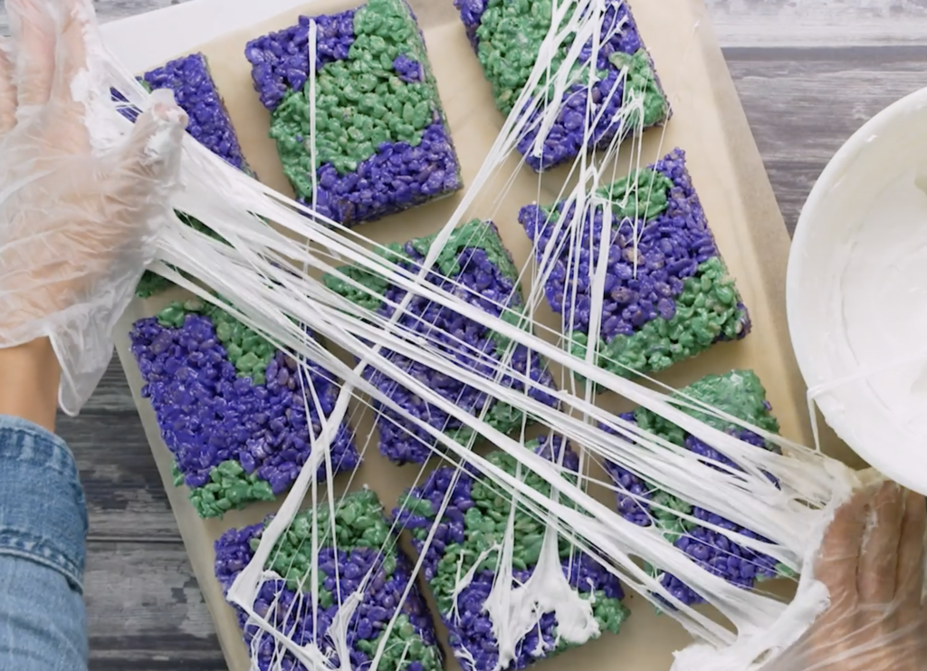 marshmallow cobwebs and Rice Krispy treats