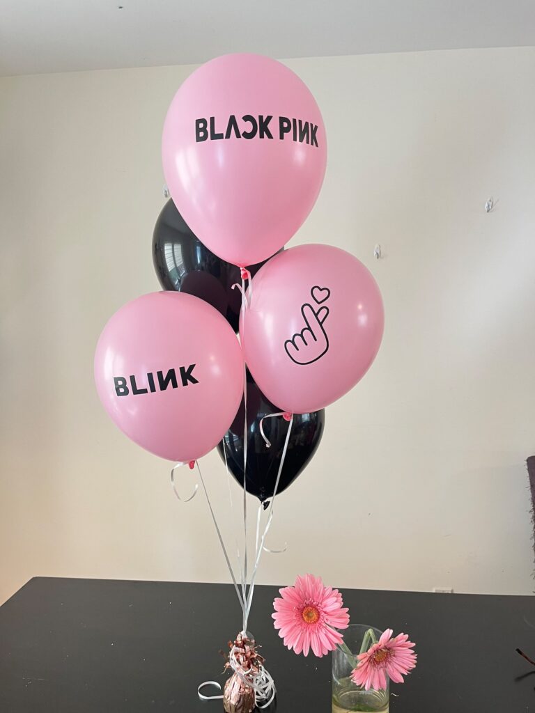 Etsy black pink balloons