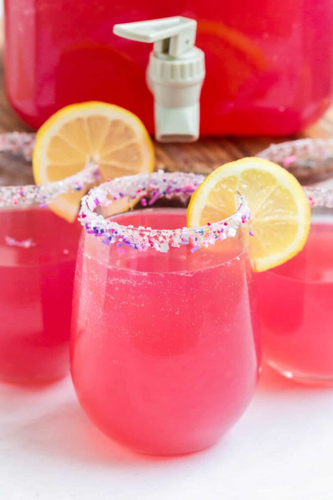 pink party punch with sherbet