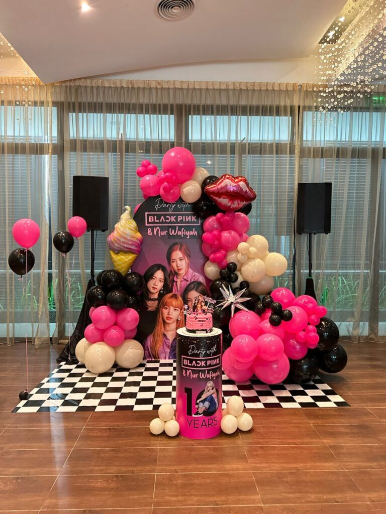 black pink birthday photo display backdrop