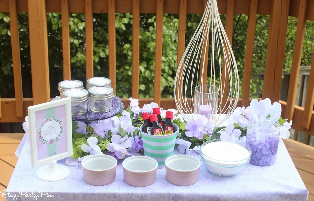 spa party theme table