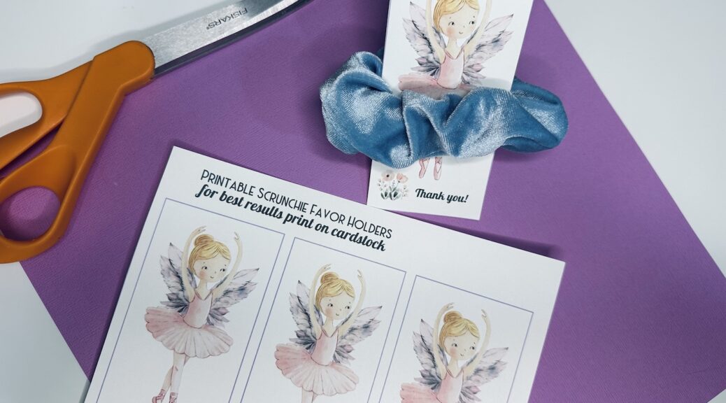 free printable fairy scrunchie favor card